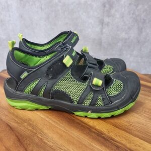 Merell Hydro Rapid Shoes Boys 4 M Black Green Leather Water Hiking Sport Sandals